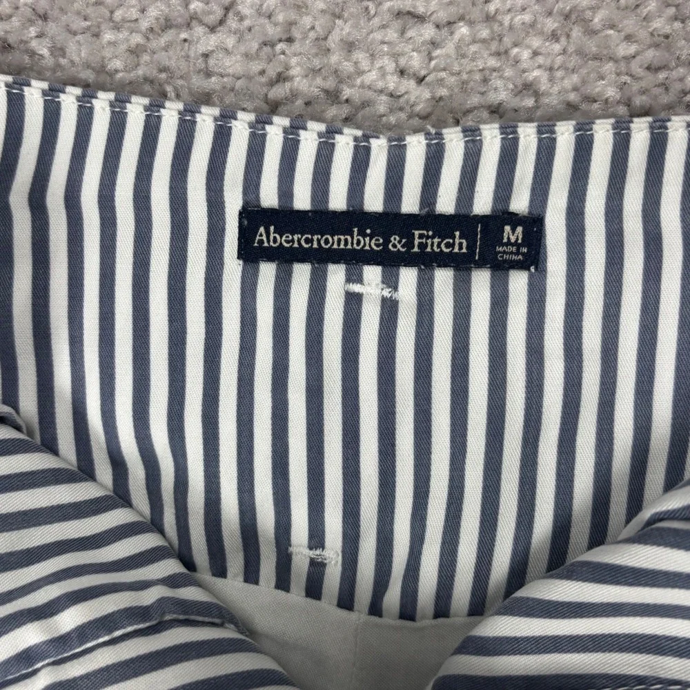 Abercrombie & Fitch Blue White Striped High‎ Rise Paperbag Waist Belted Shorts M